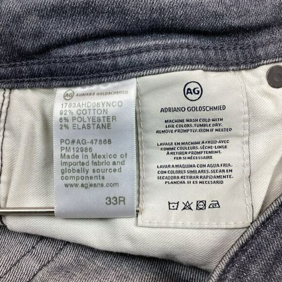 AG Adriano Goldschmied Mens Tellis Modern Slim Jeans Black Wash 33R - Picture 14 of 14